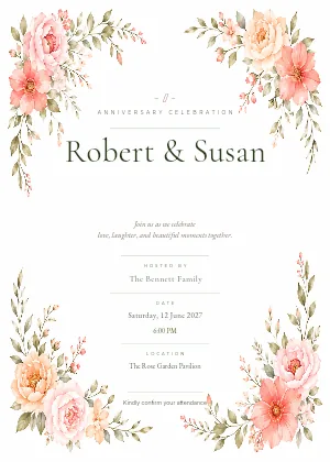 Garden Anniversary Celebration invitation template