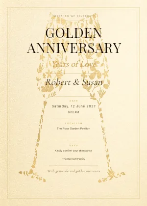 Golden Milestone Anniversary invitation template