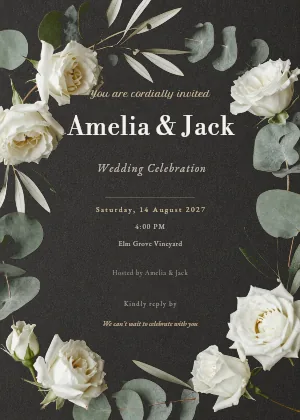 Dark Floral Atelier invitation template